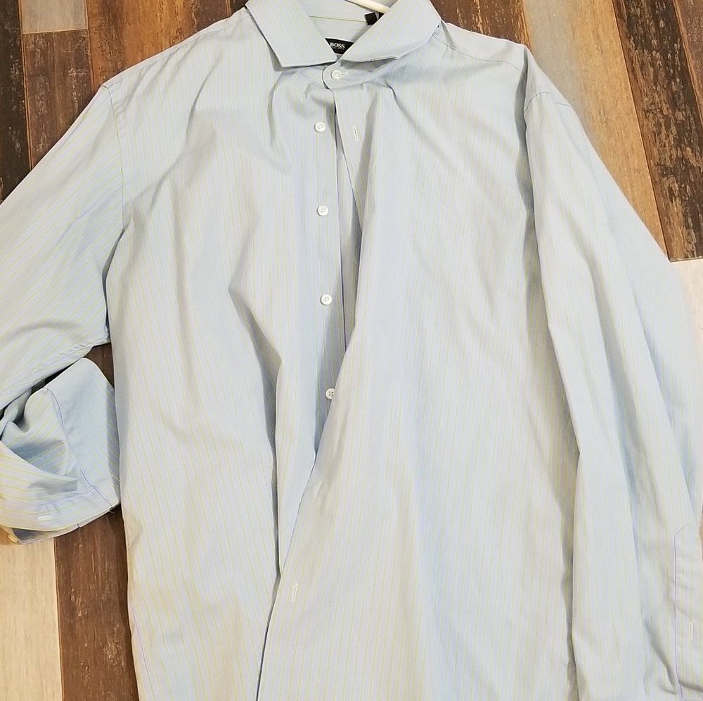 Blue and green Hugo boss dress shirt